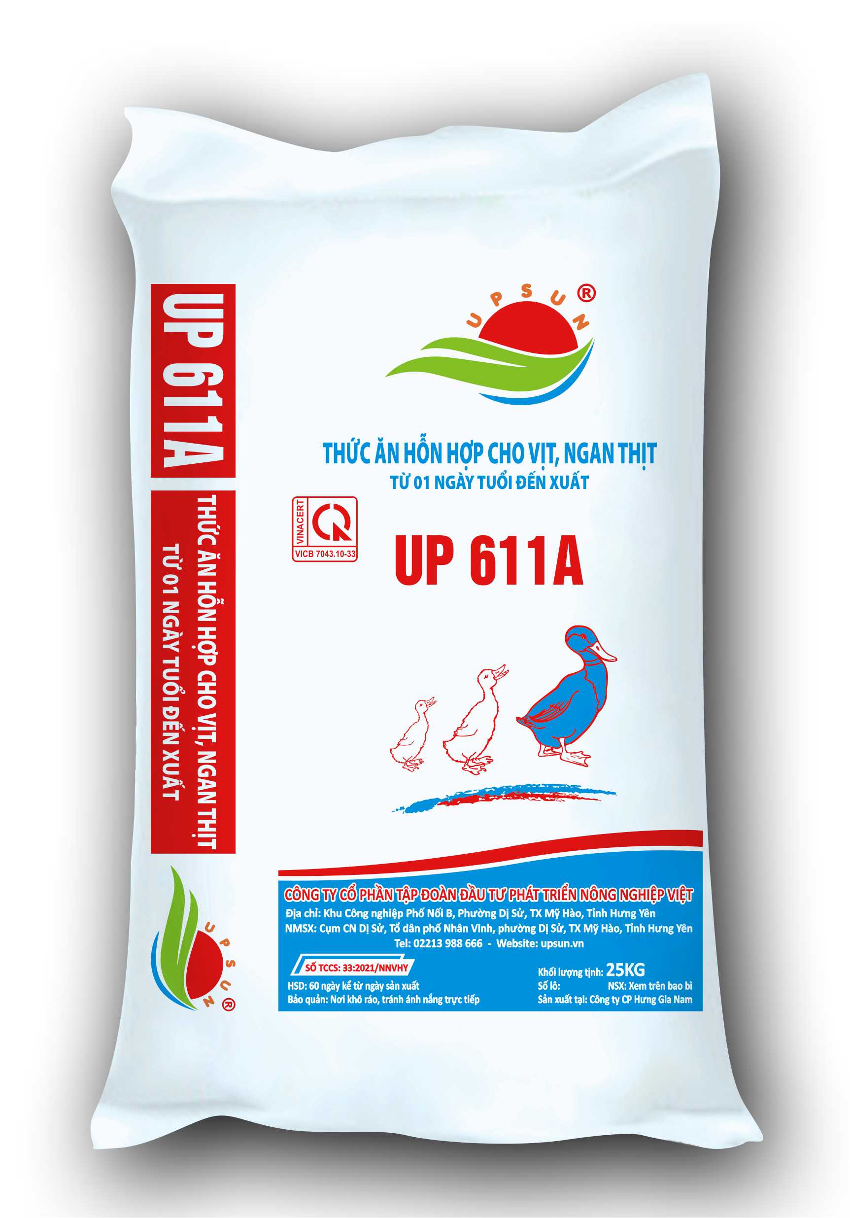 Thức ăn hỗn hợp cho vịt, ngan thịt UP611A